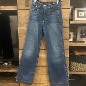 Veronica Beard Pamela Wide Leg High Rise Dark Blue Denim Jeans